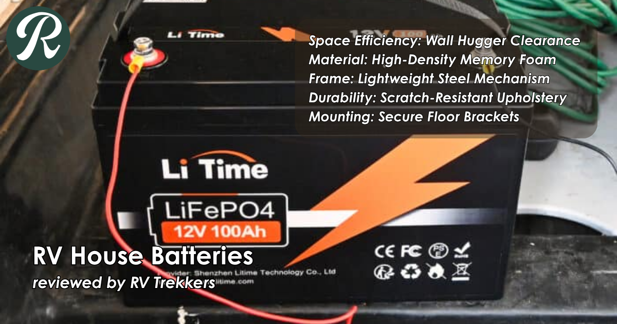 deep cycle lifepo4 house battery and off-grid camper van electrical power storage setup with smart bms and RV Trekkers logo