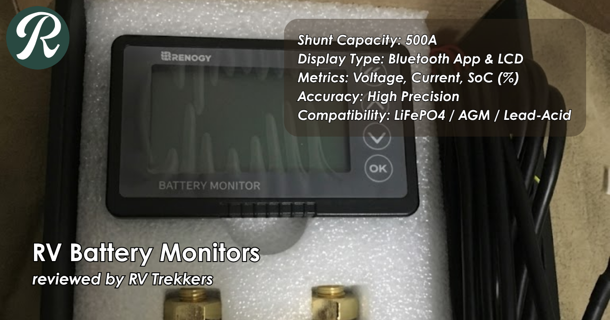 high precision shunt battery monitor and off-grid power tracking setup with custom camper van electrical board and RV Trekkers logo